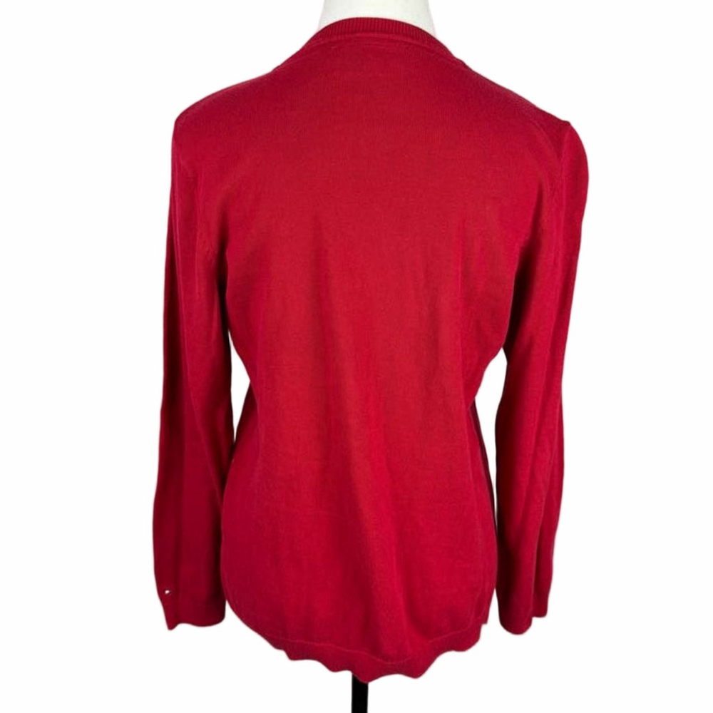 Tommy Hilfiger Women’s Medium Red Polar Bear Sweater Sunglasses Striped Knit - Picture 5 of 11